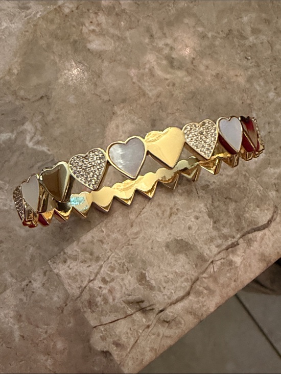 kate spade Jewelry - kate spade Gold Heart Link Bracelet with White Inlay